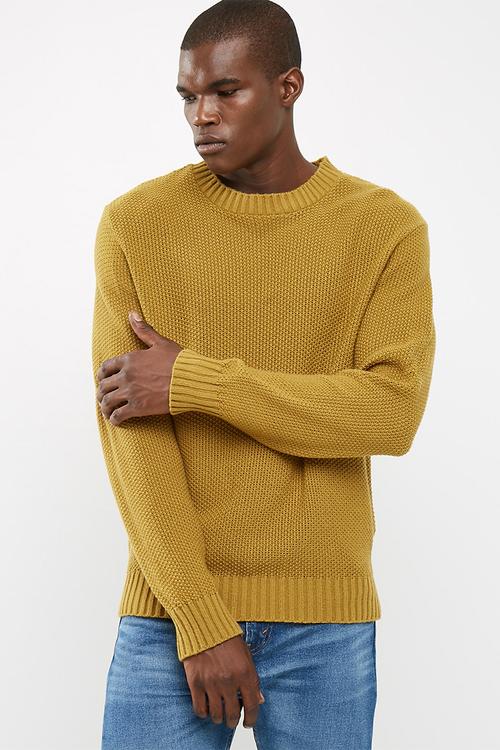Drop- shoulder fisherman knit