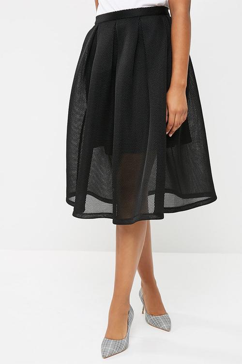 Bonded airtech pleated midi skirt