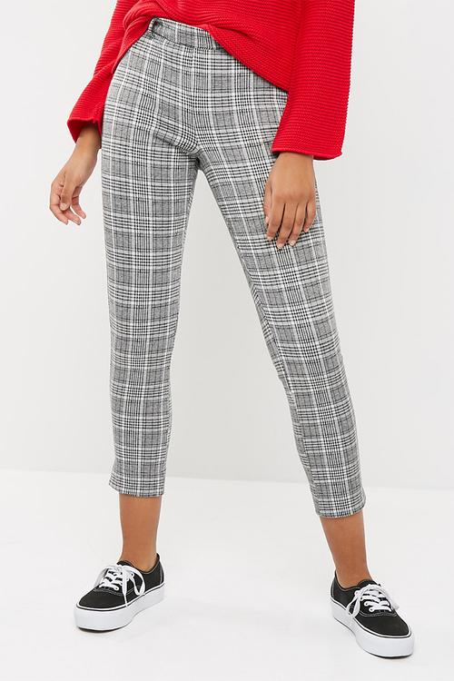 High waisted check pants
