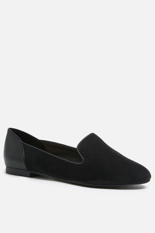 Faux suede/leather combo loafer - black