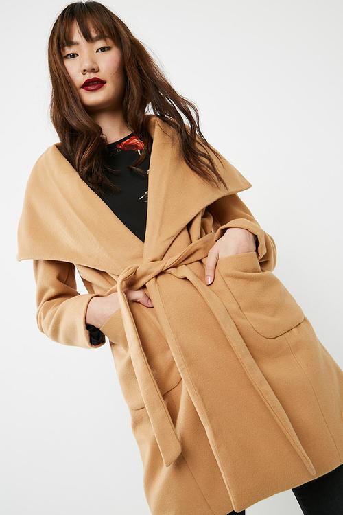 Melton wrap coat