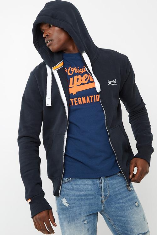 Orange label zip hoodie
