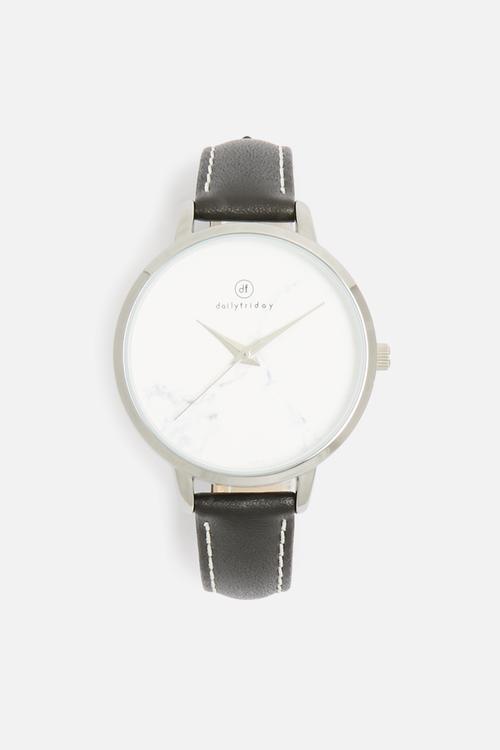 Lindsay marbled face leather watch