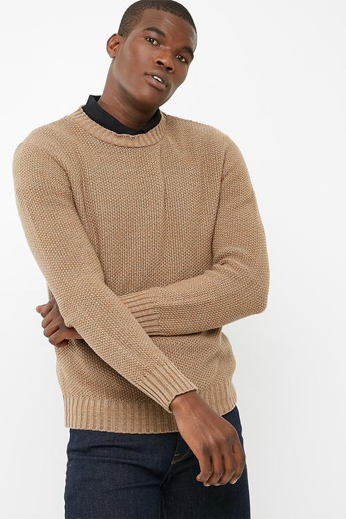 Drop- shoulder fisherman knit