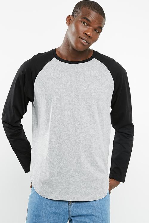 Raglan curved hem slim tee