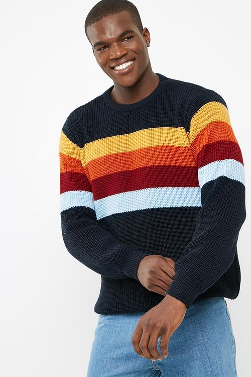 Stripe chunky pullover knit