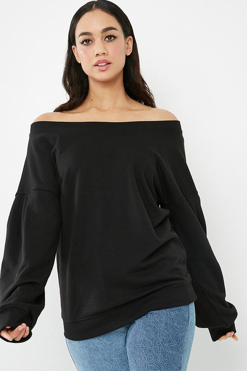Off shoulder sleeve detail sweatshirt