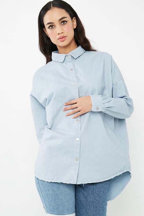 Oversized washed denim shirt