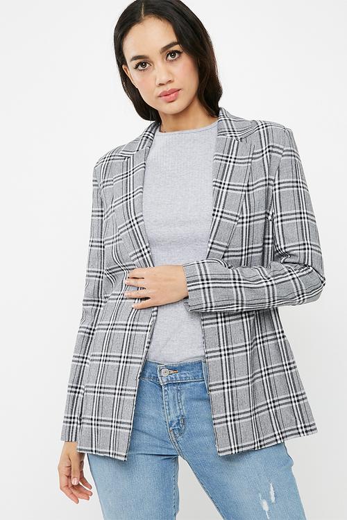 Printed longline blazer