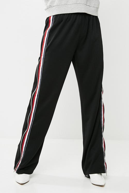 Zip through stripe wide leg trouser