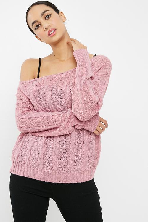 Off shoulder slouch jumper