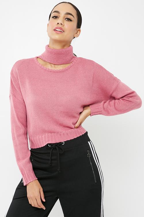Roll neck crop jumper