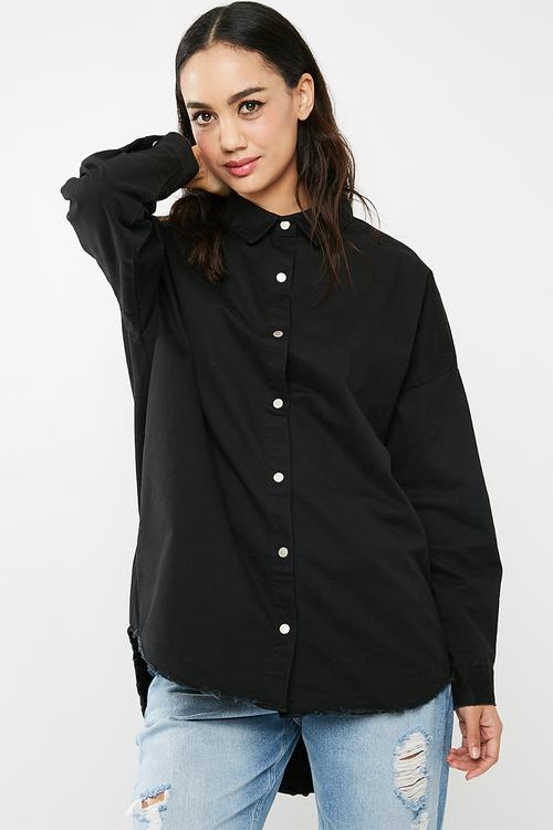 Oversized washed denim shirt
