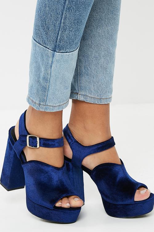 Velvet platform heel - navy