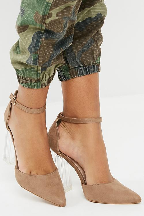 Perspex block heel - nude
