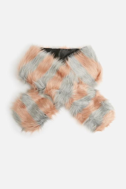 Stripped faux fur scarf