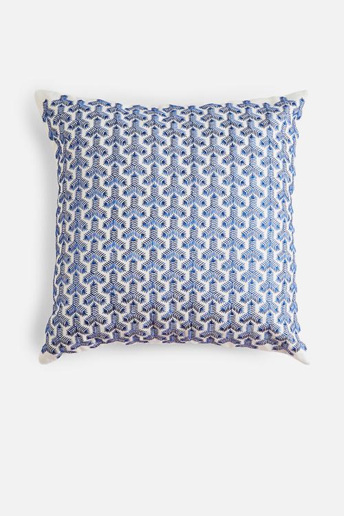 Gaia embroidered cushion cover - blue
