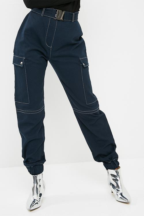 Buckle detail utility trouser