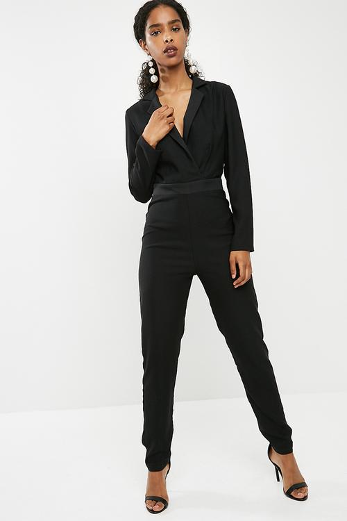Longsleeve tailored jumpsuit - black
