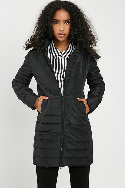 Lash long faux fur hood coat
