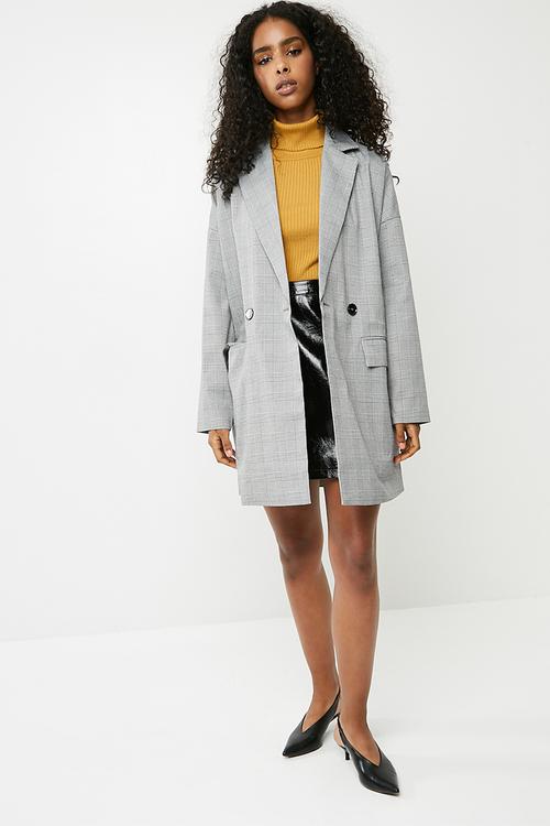 Ink oversized check blazer - black & white
