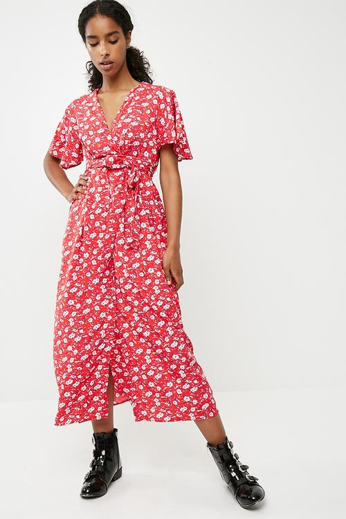 Molly floral wrap dress - red