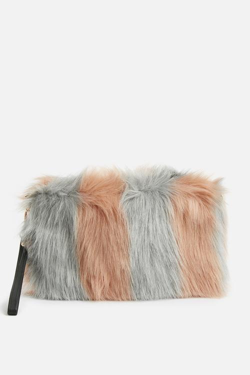 Pink fluffy clutch bag