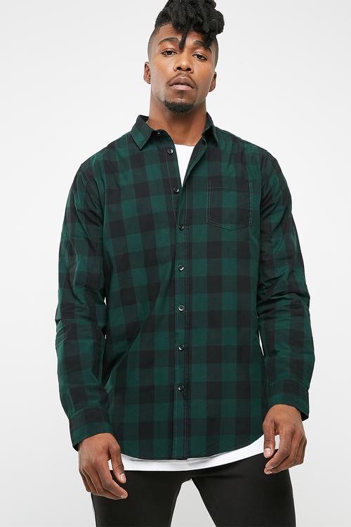 Regular one pocket check shirt