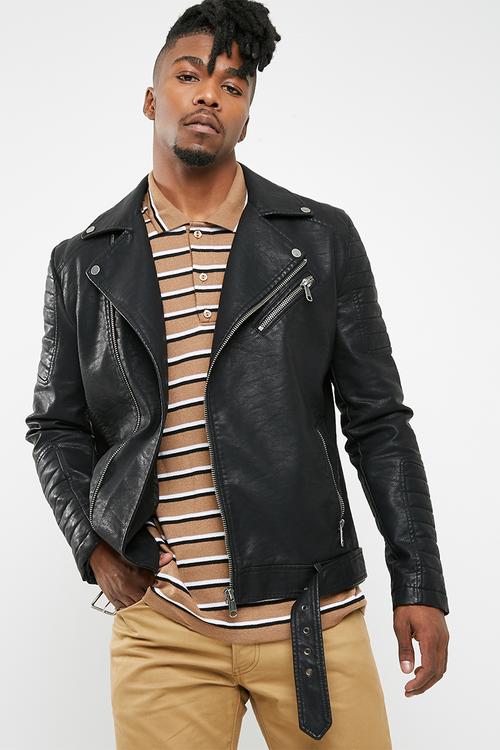 Sean faux leather biker jacket