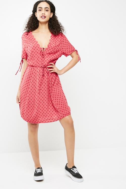 Esta scallop v-neck tea dress