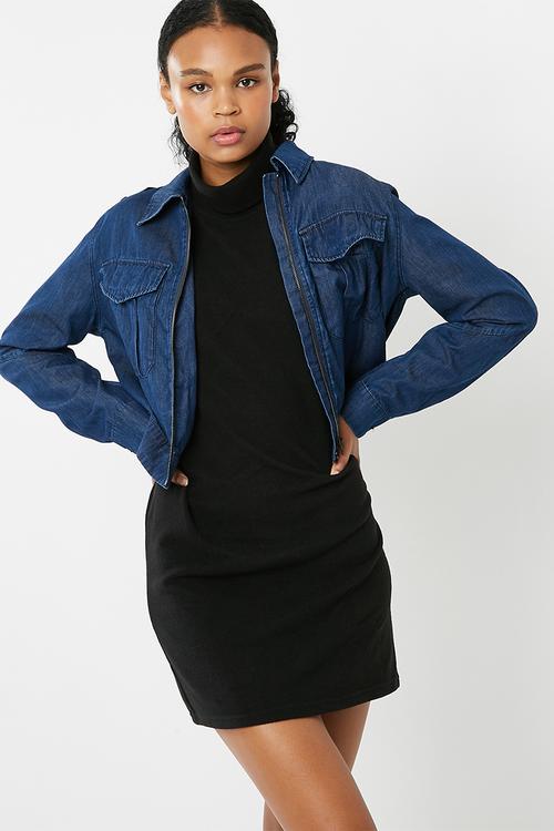 Army cropped denim jacket