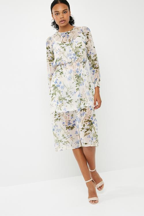 Sophie garden shirred midi dress
