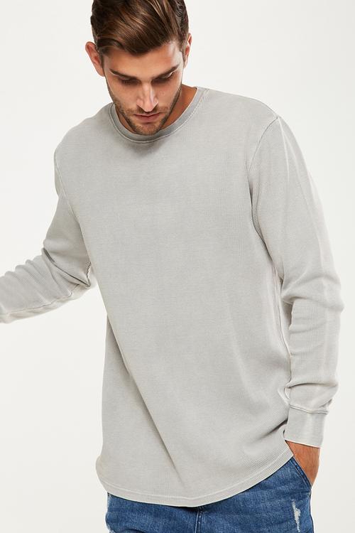 Waffle long sleeve tee - grey