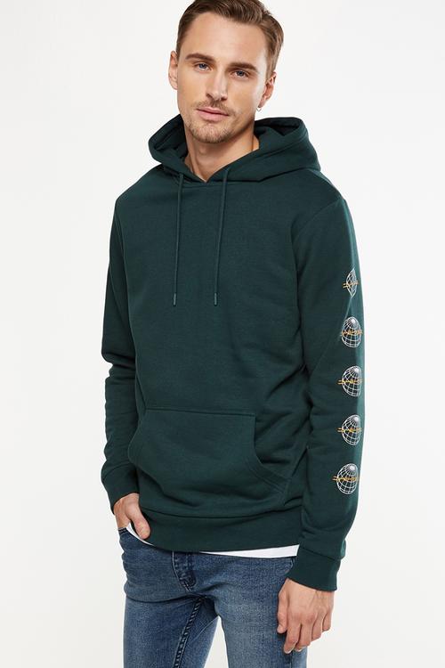 Fleece pullover hoodie - green