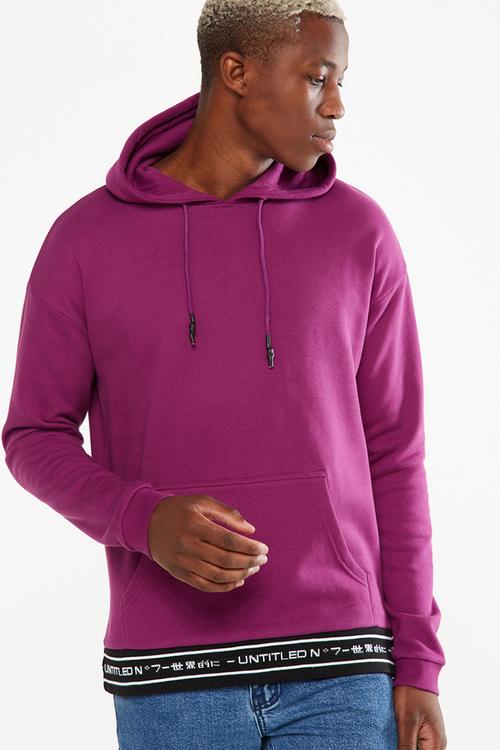 Drop shoulder pullover fleece hoodie