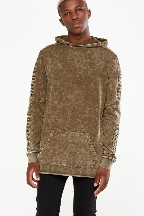 Moto crew pullover hoodie - khaki