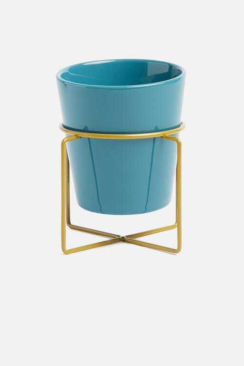 Coy L plant pot - petrol blue 