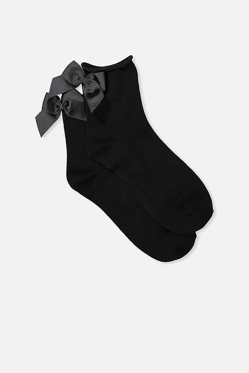 Back bow socks - black