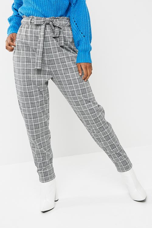 Ladies paper bag trouser - black & white
