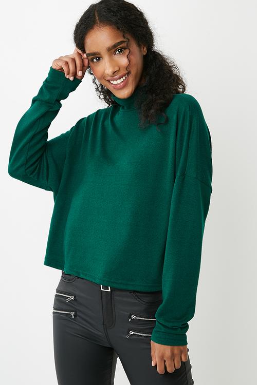 Slouchy turtleneck top - green