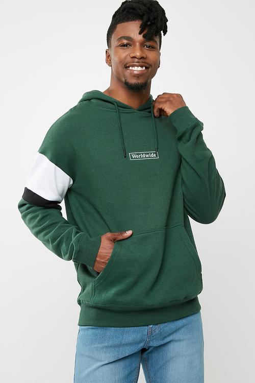 Drop shoulder pullover fleece - green
