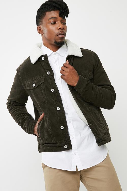 Borg denim corduroy jacket - brown