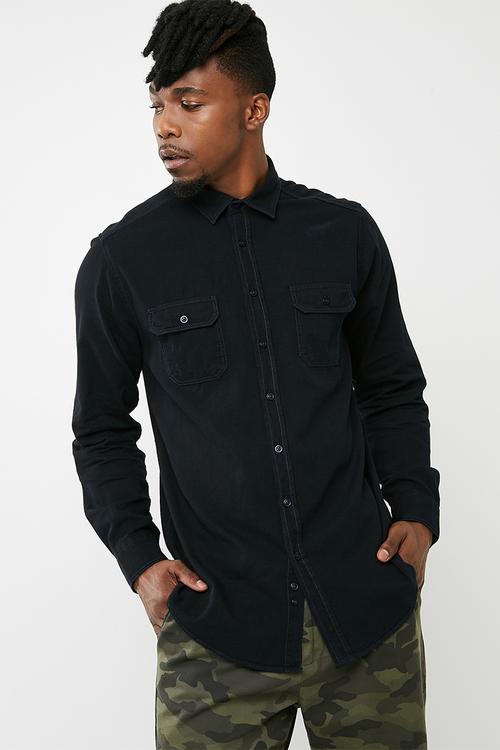 Regular ripped denim shirt - black 