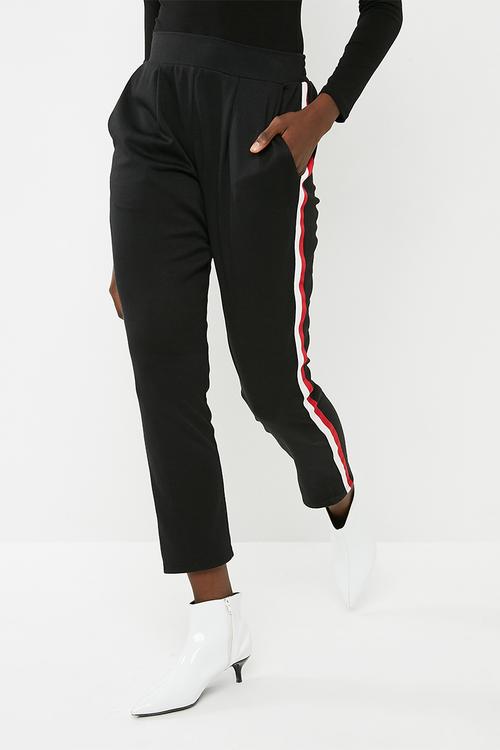 Side stripe pant - black