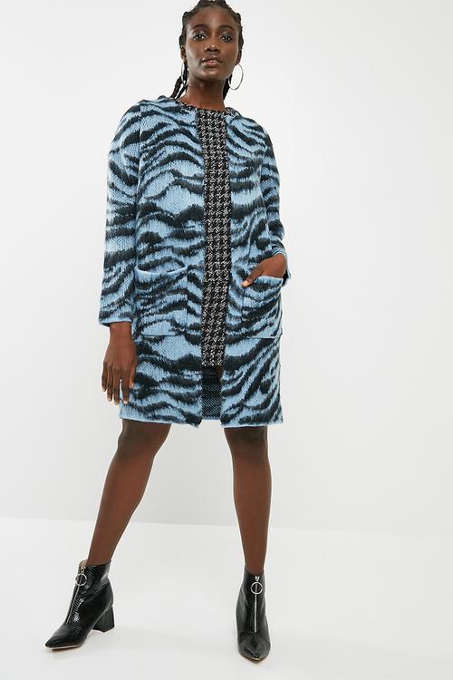 Zanzana longsleeve open coatigan - blue & black
