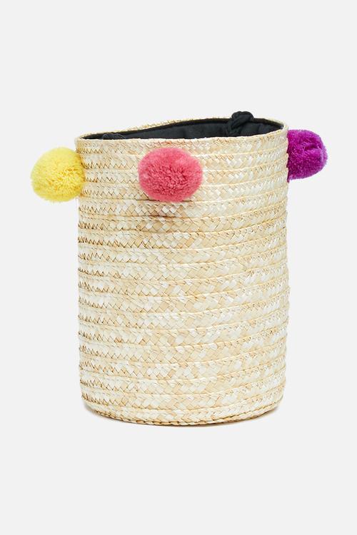 Niffa straw round bag - multi