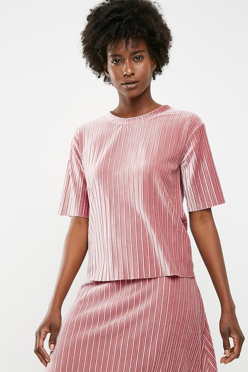 Nina short sleeve pleated top - pink 