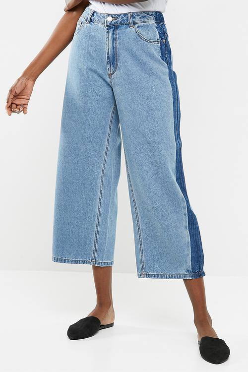 Celia high waisted panel cropped jeans - blue 