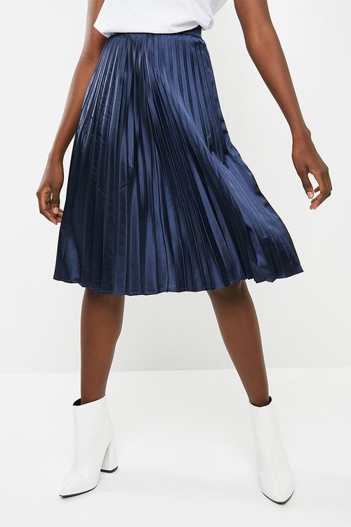 Satin plisse skirt - navy