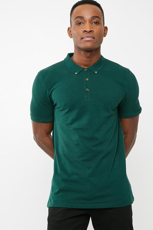 Pique slim fit polo - green 
